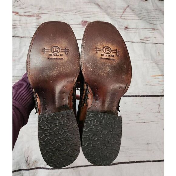 Circle G Overlay, Embroidered, and Studded Western Boot Size 10 NWOT - Picture 5 of 7